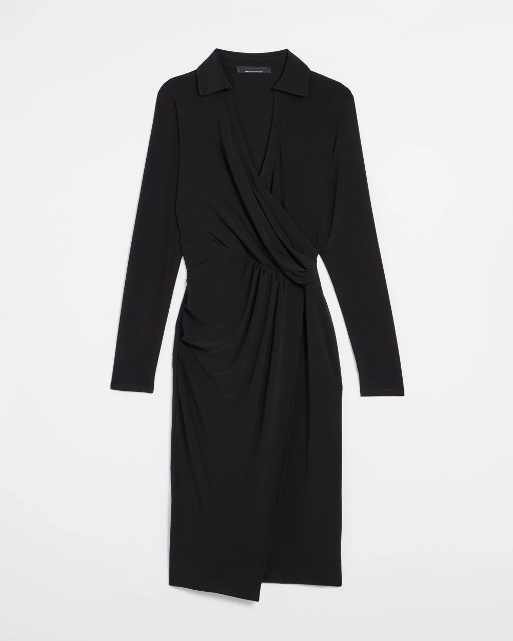 Long Sleeve Matte Jersey Faux Wrap Midi Dress click to view larger image.