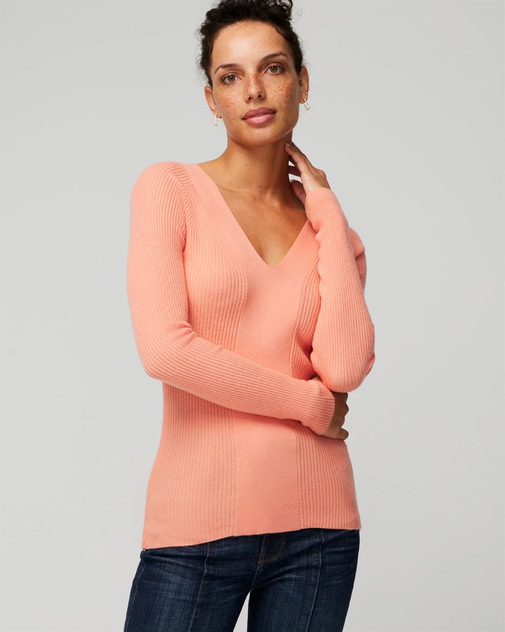 Long Sleeve Ribbed Twist Back Sweater