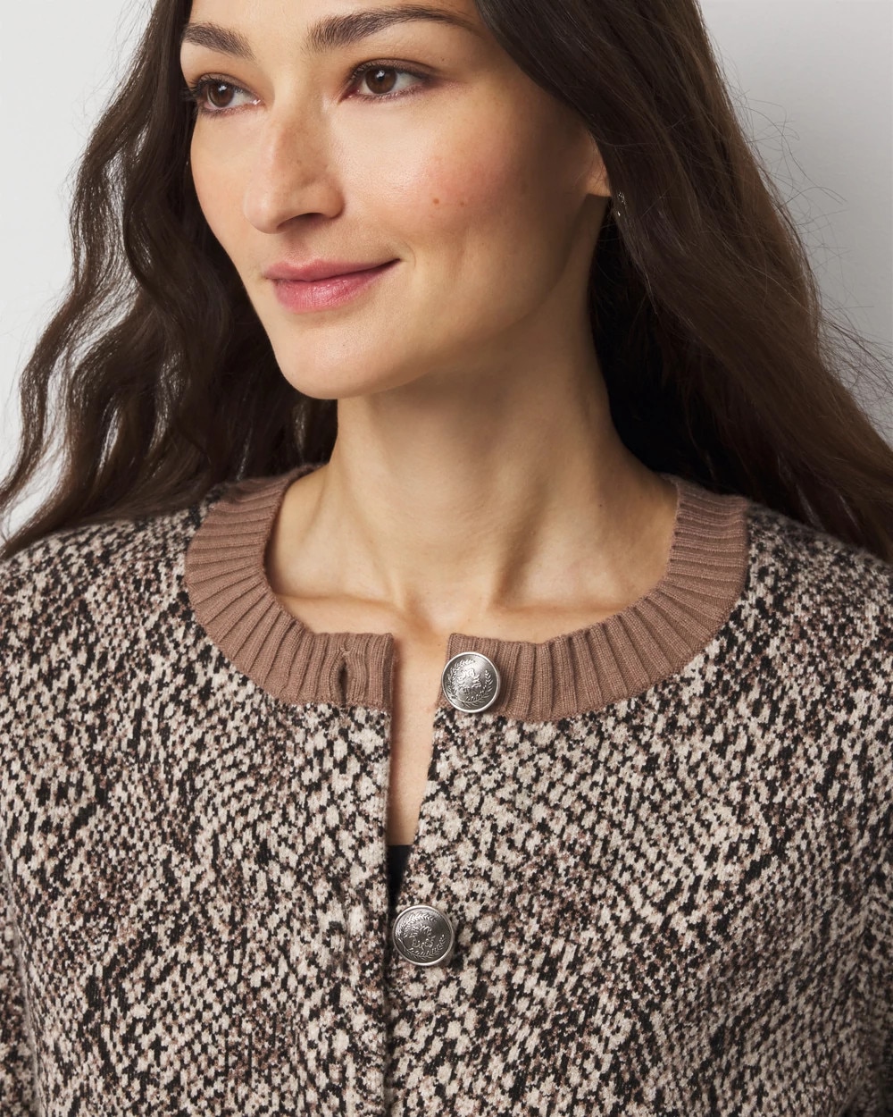 Petite Snake Print Button-Front Cardigan