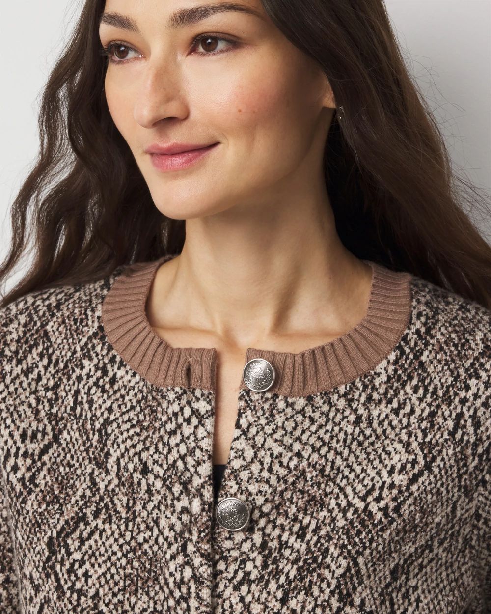 Petite Snake Print Button Front Cardigan click to view larger image.