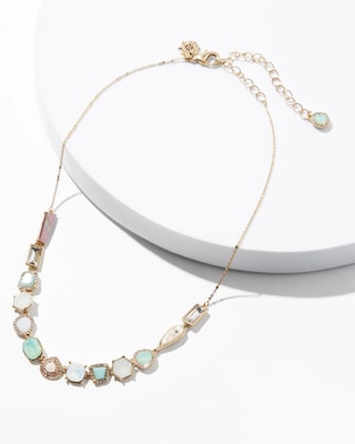 Gold Pave Stone Single Strand Necklace