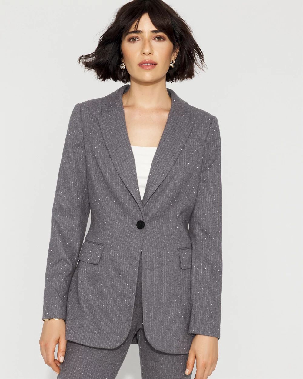 Relaxed Pinstripe One-Button Blazer