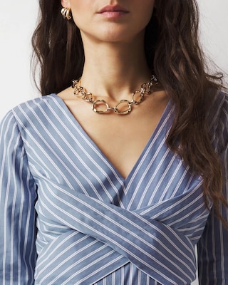 Twist-Front Tie-Waist Blouse click to view larger image.