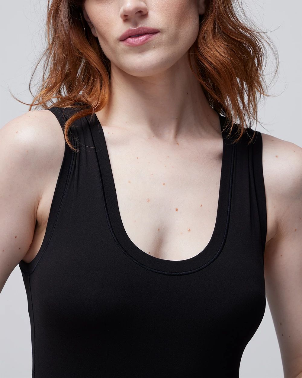 Dark Bat Hero Scoopneck Bodysuit in Black