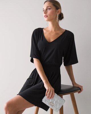 Petite Kimono Sleeve Smocked Waist Dress
