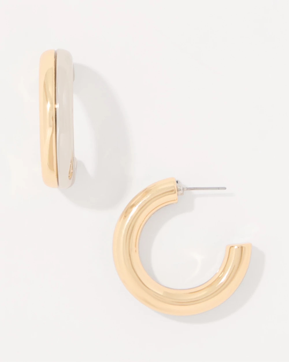 Mixed Metal Front to Back Hoop Earrings