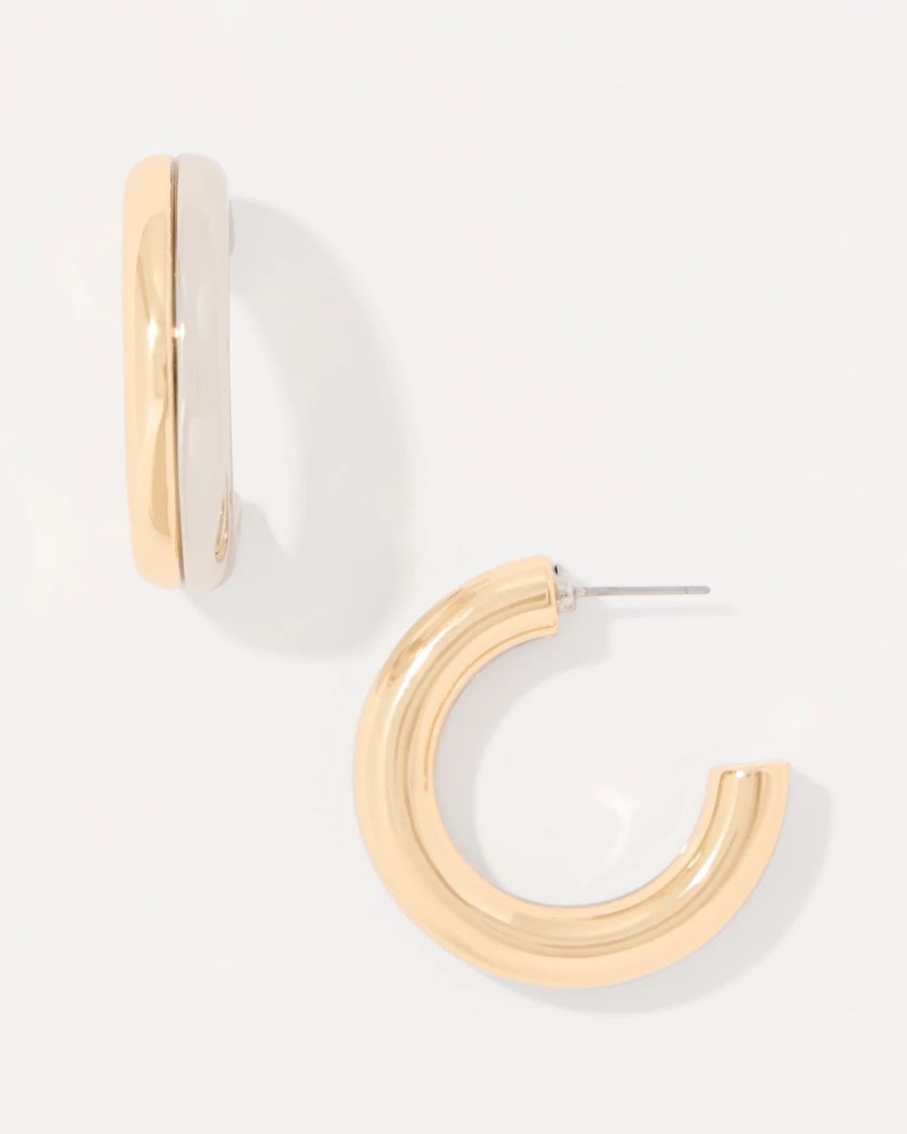 Mixed Metal Front to Back Hoop Earrings click to view larger image.
