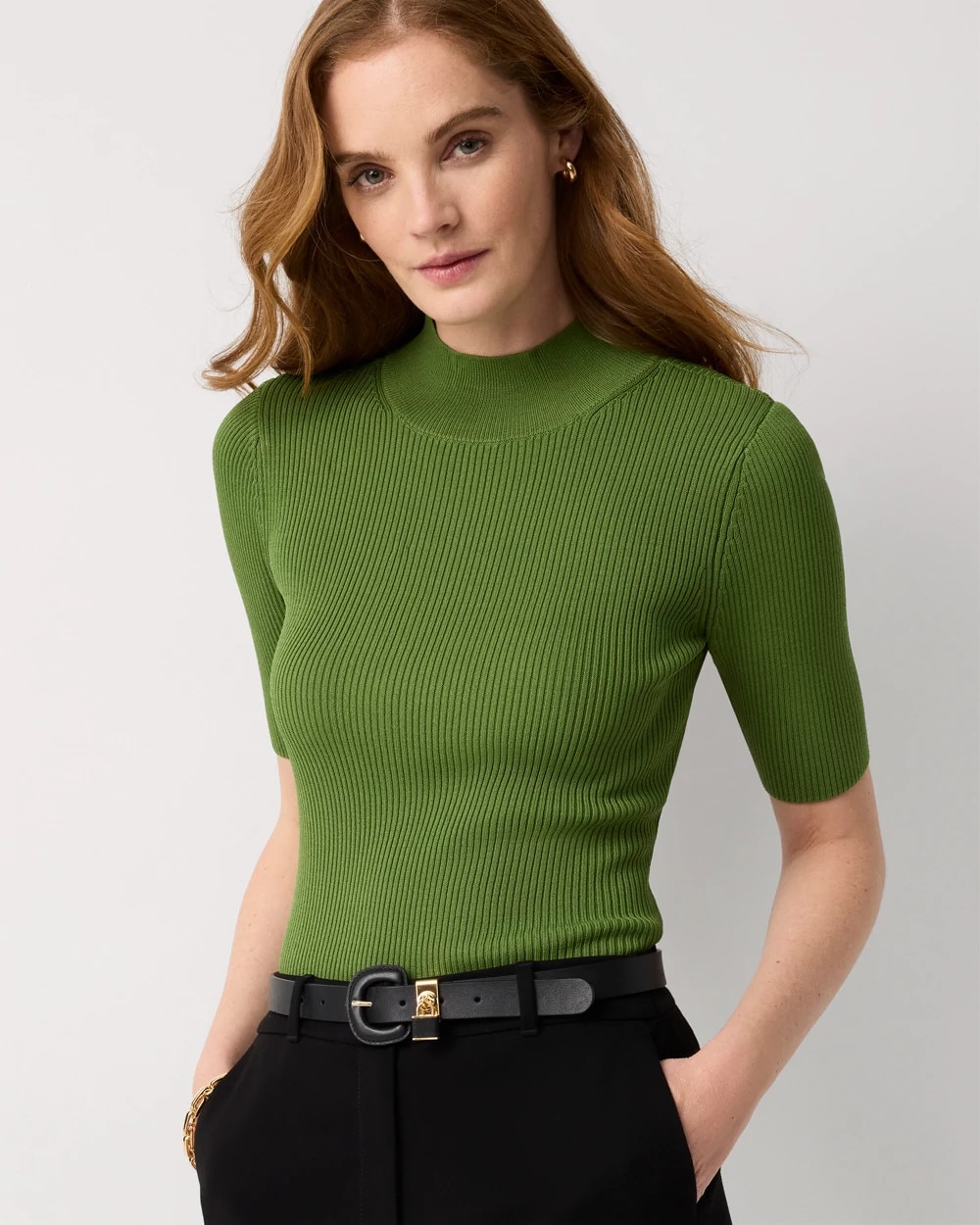 Floral Applique Mockneck Pullover