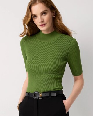 Floral Applique Mockneck Pullover