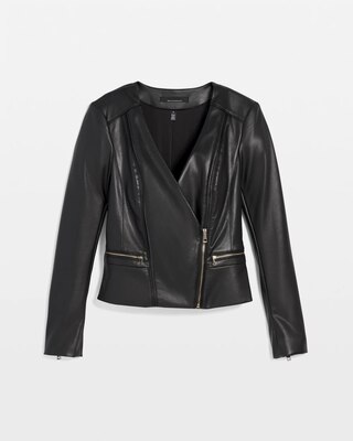 Petite Faux Leather Moto Jacket click to view larger image.