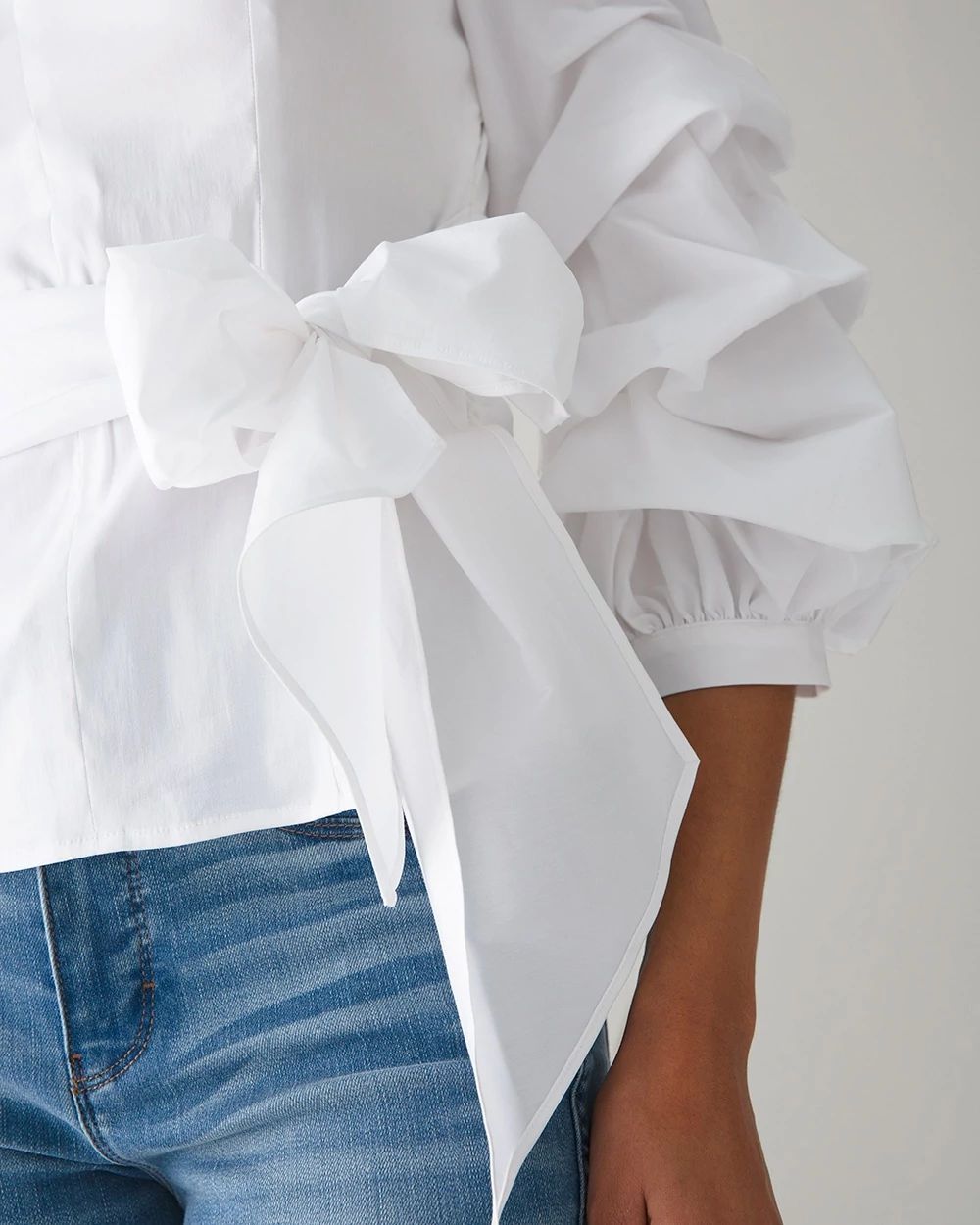 Drama-Sleeve Poplin Shirt