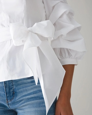 Drama-Sleeve Poplin Shirt