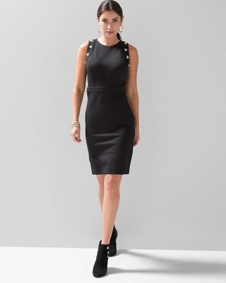 Luxe Stretch Sleeveless Button Detail Dress