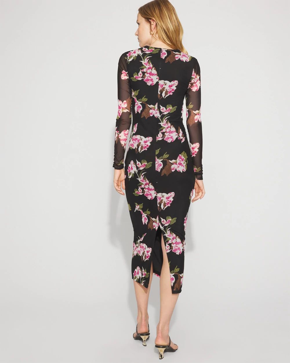 Bolero Sleeve Floral Mesh Midi Dress