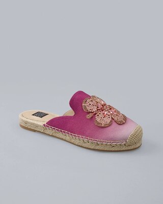 Jeweled Floral Ombre Espadrille Slides