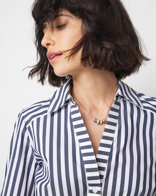 Elbow-Sleeve Poplin Shirt click to view larger image.