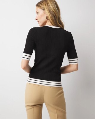 Elbow-Sleeve Henley Sweater click to view larger image.