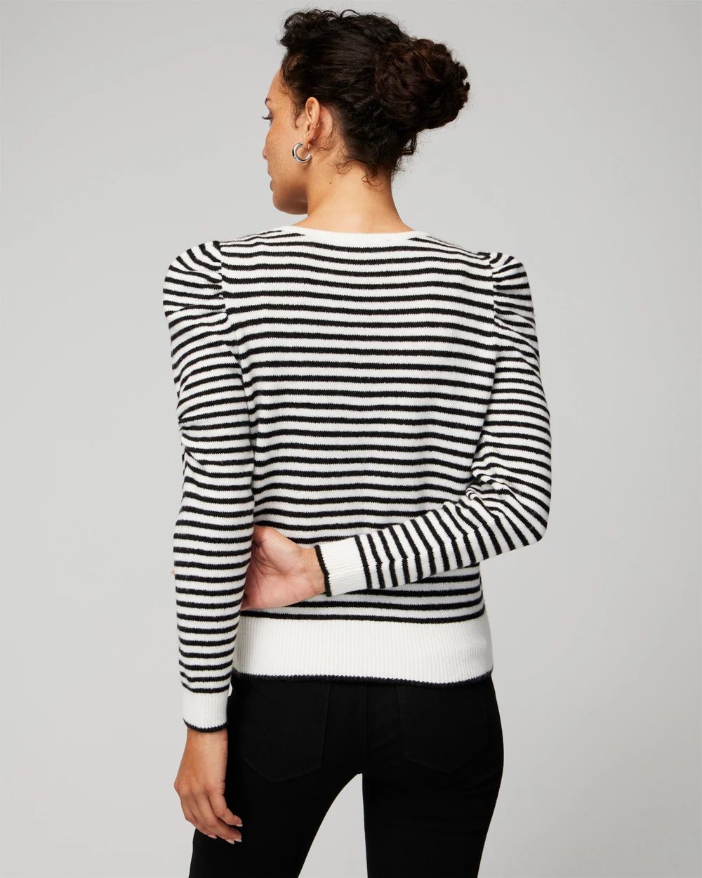 Petite Puff Sleeve V-Neck Pullover