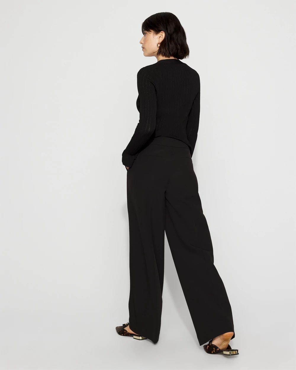 High-Rise Flat-Front Wide-Leg Pant