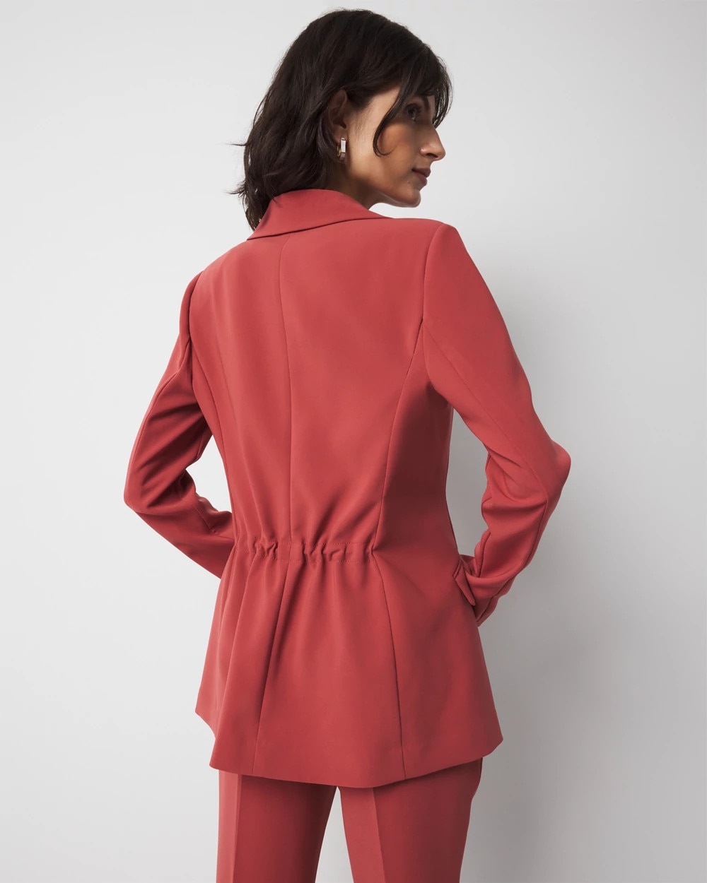 Cinched-Back One-Button Blazer