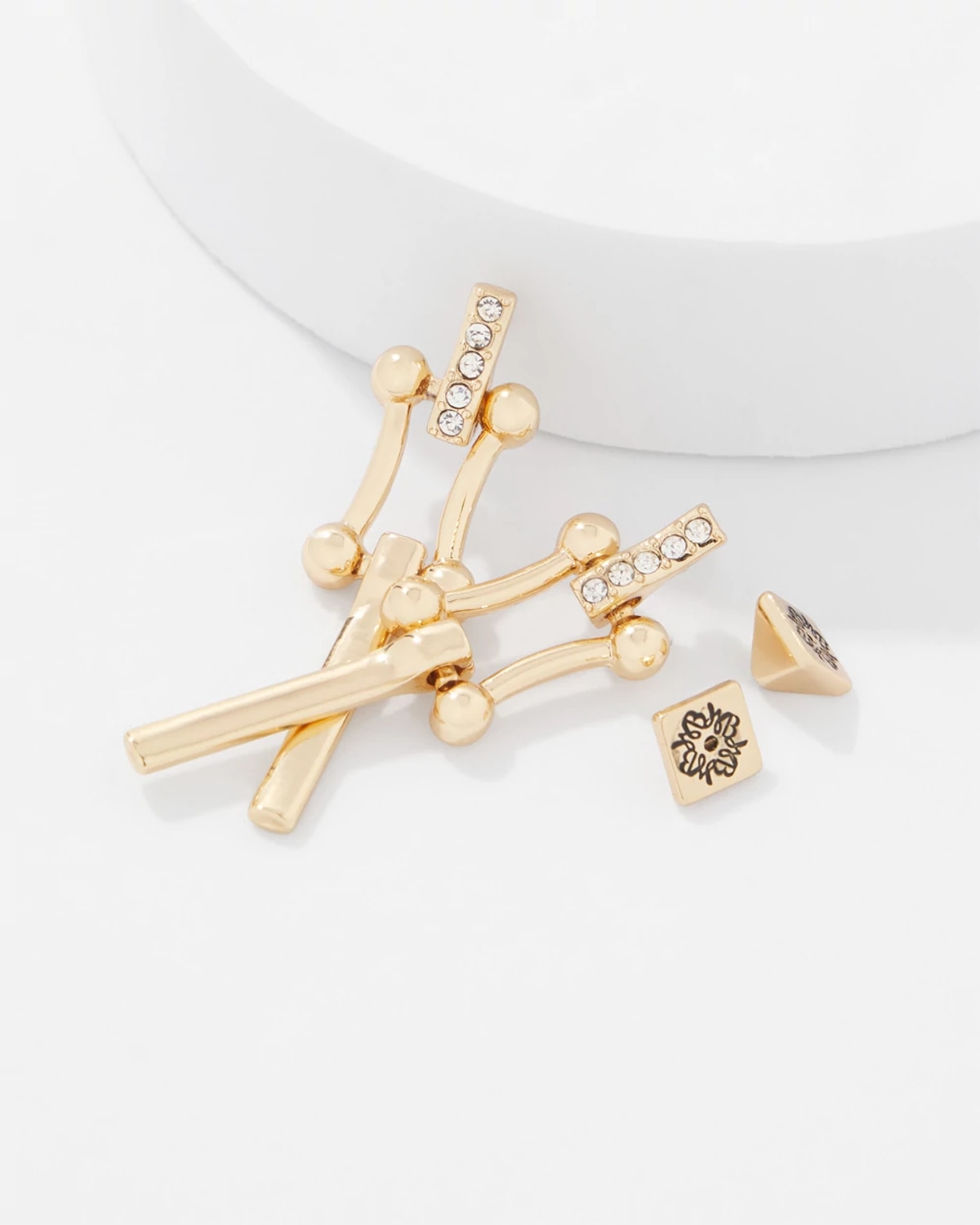 White House Black Market Pave Links Earrings | In Gold