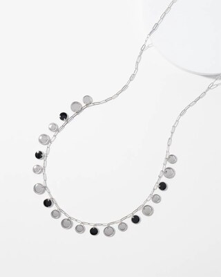 Silver + Black Disc Necklace