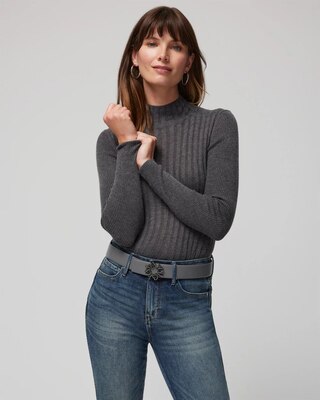 Long Sleeve Cashmere Blend Mockneck