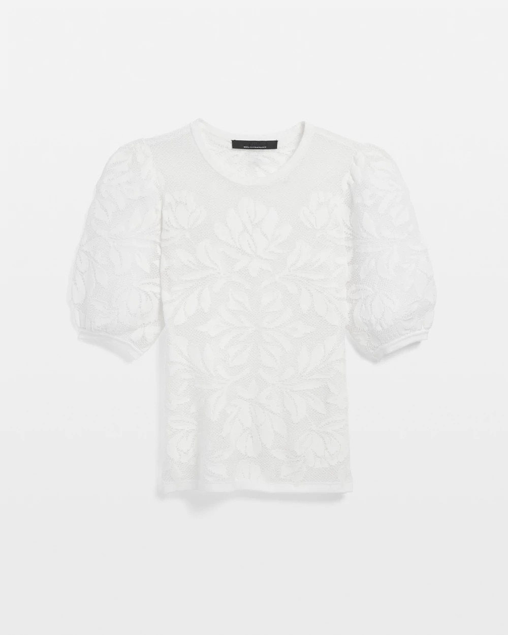 Puff Sleeve Jacquard Pullover Sweater - image 3