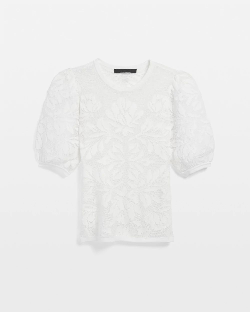 Puff Sleeve Jacquard Pullover Sweater