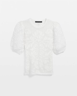 Puff Sleeve Jacquard Pullover Sweater