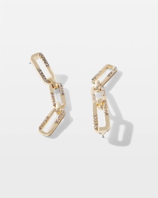 Gold Pave Chain Link Drop Earrings