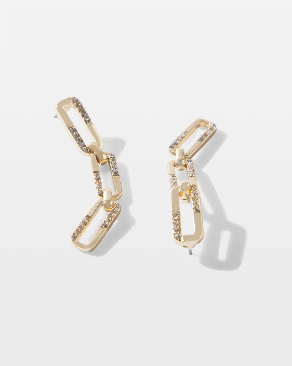 Gold Pave Chain Link Drop Earrings click to view larger image.