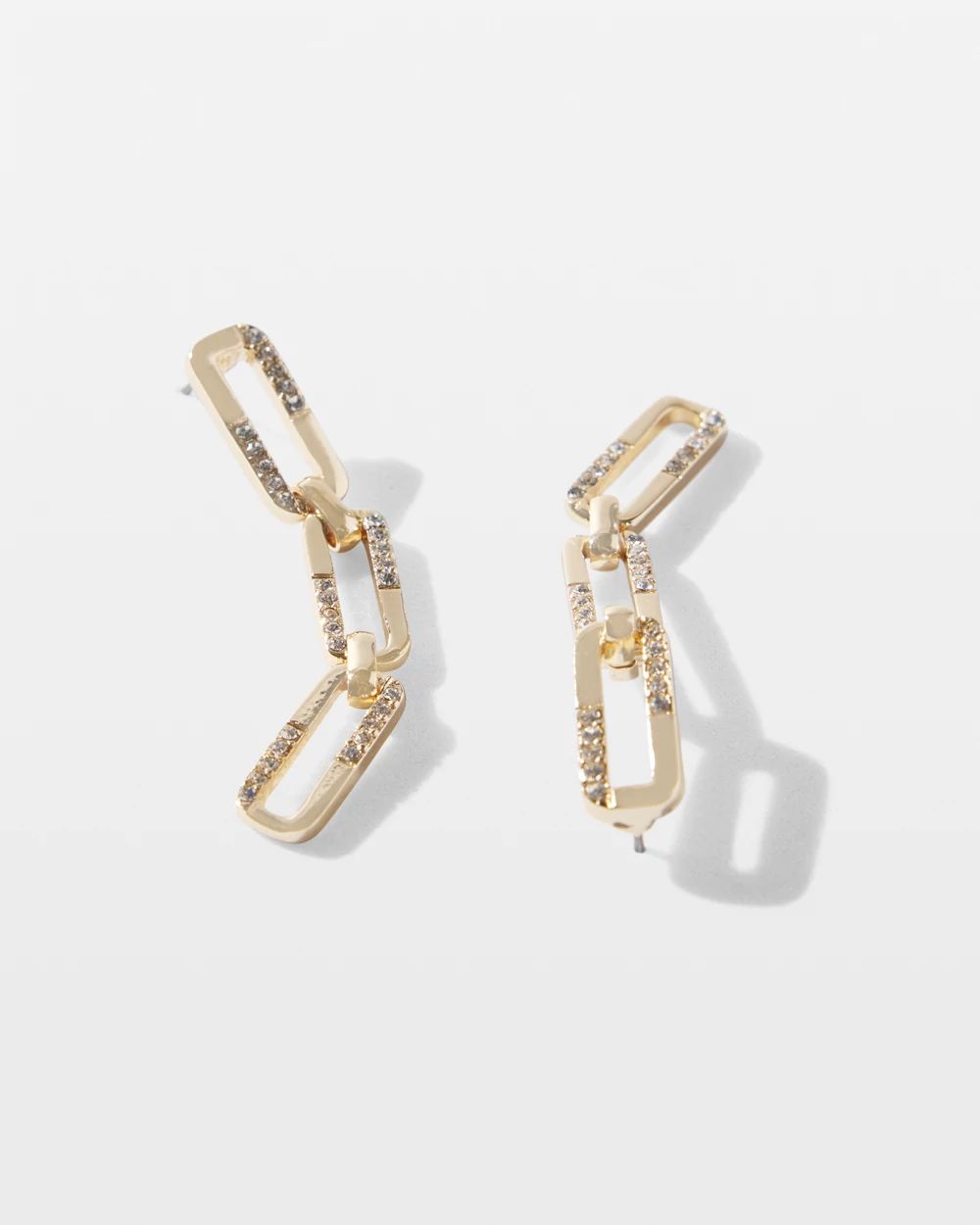 Gold Pave Chain Link Drop Earrings