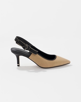 Canvas Slingback Kitten Heel Pump click to view larger image.