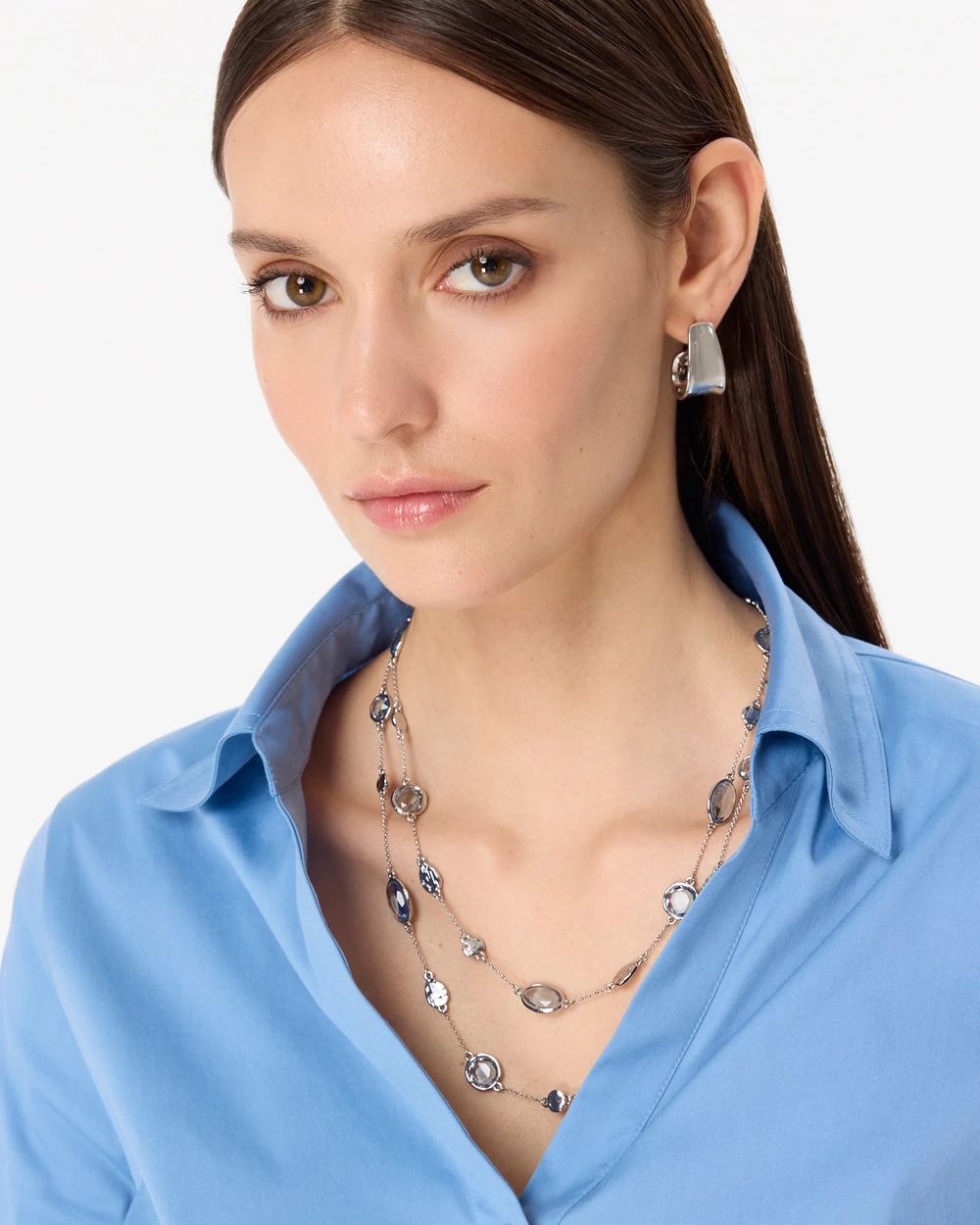 Denim Blue Glass Stone Convertible Necklace