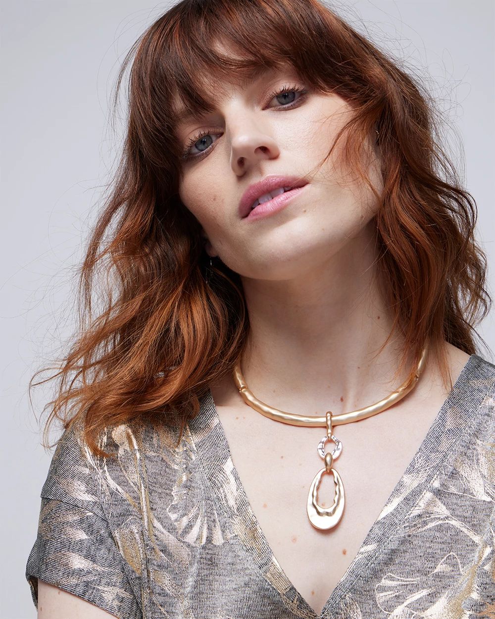 Mixed Metal Discs Collar Necklace