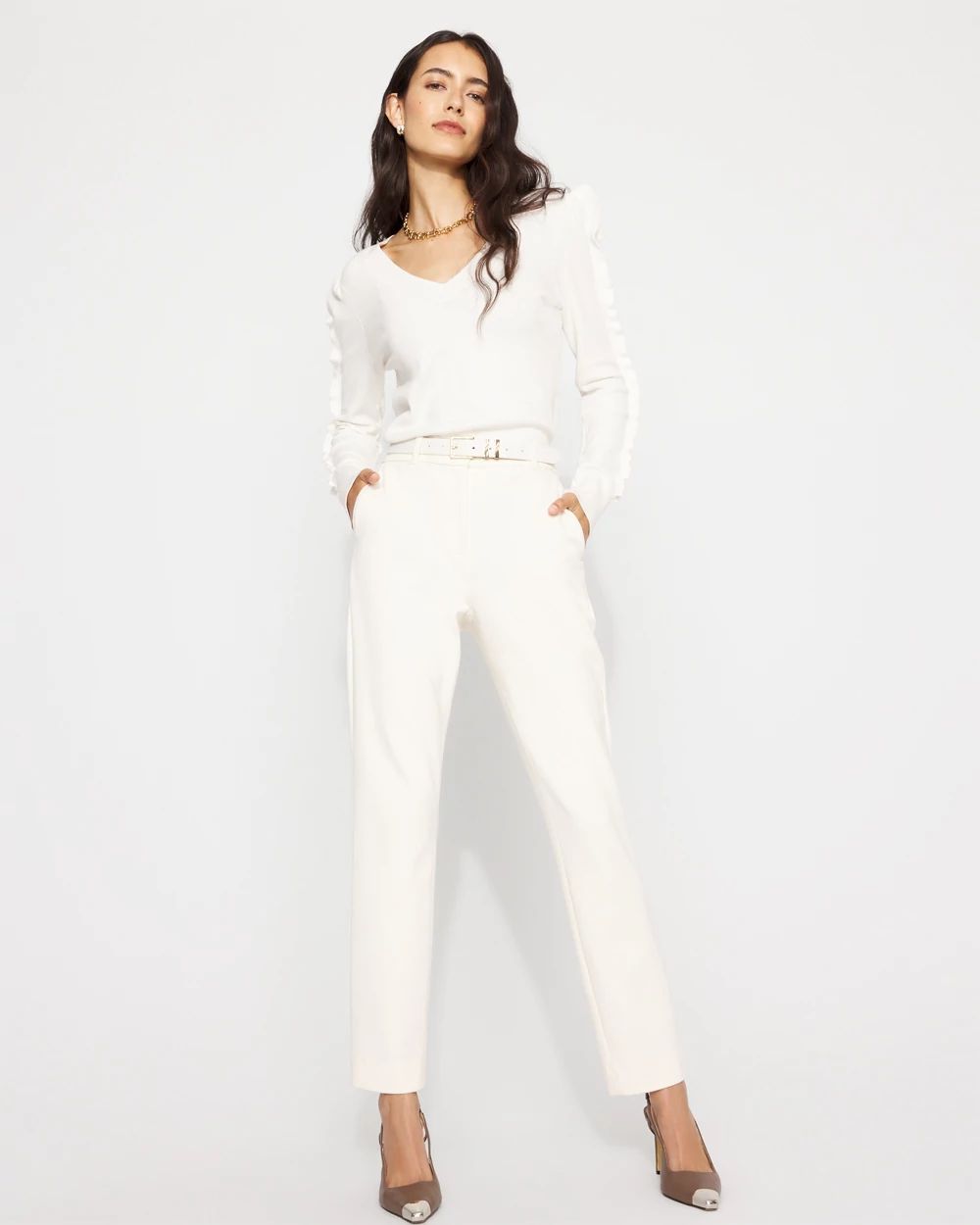 Ruffle Sleeve Pullover Sweater