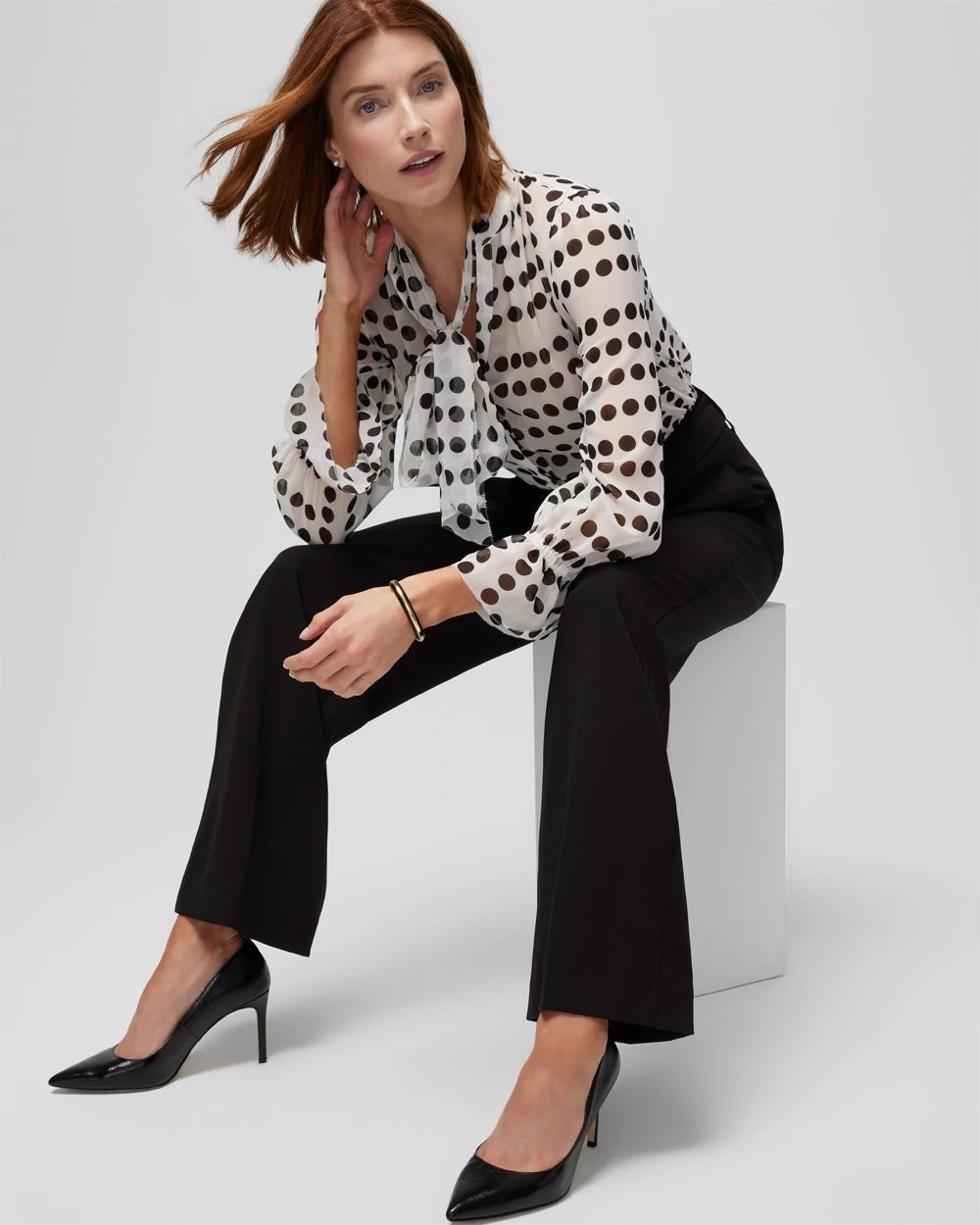 Long Sleeve Tie Neck Blouse