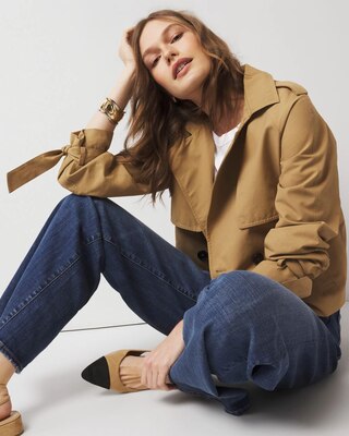 Petite Cropped Trench Coat click to view larger image.