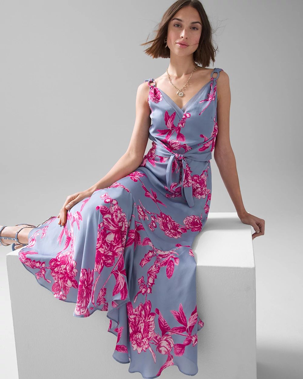 Floral Satin Fit & Flare Dress