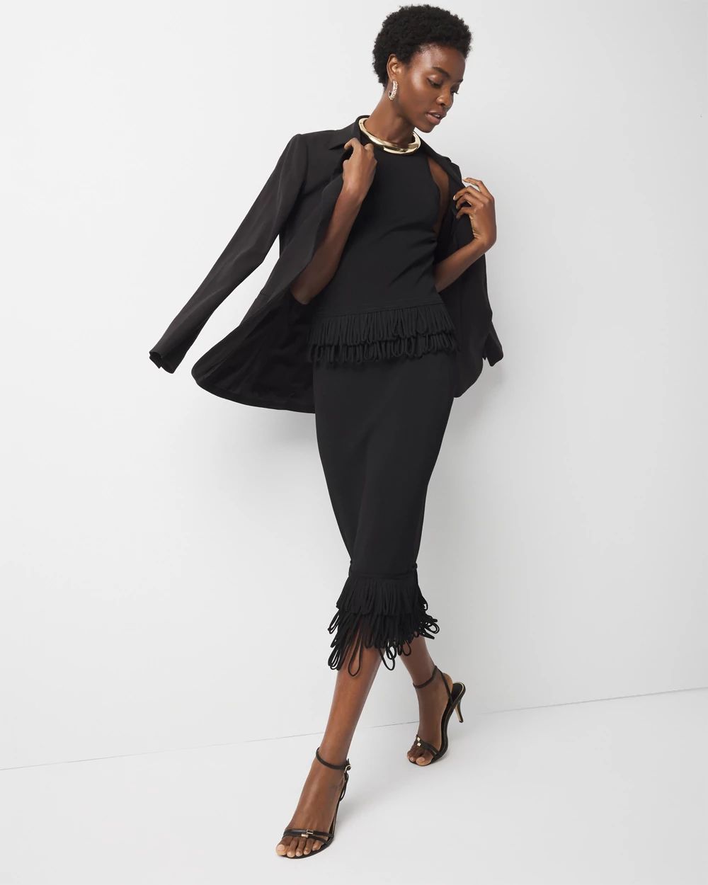 Fringe Hem Pencil Skirt