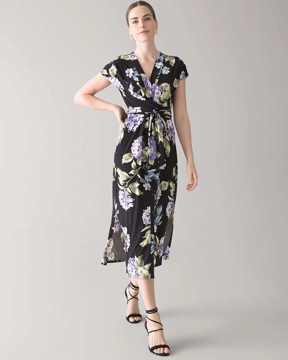 Button-Front Midi Wrap Dress
