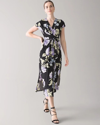 Button-Front Midi Wrap Dress