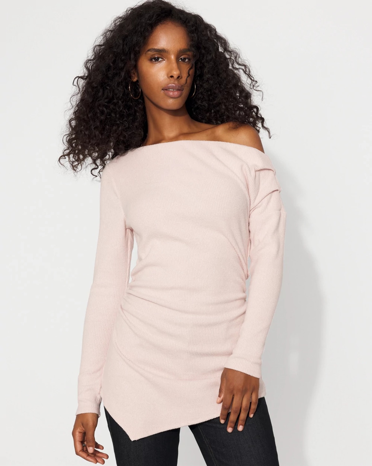 White House Black Market Off-the-shoulder Ribbed Snit Top