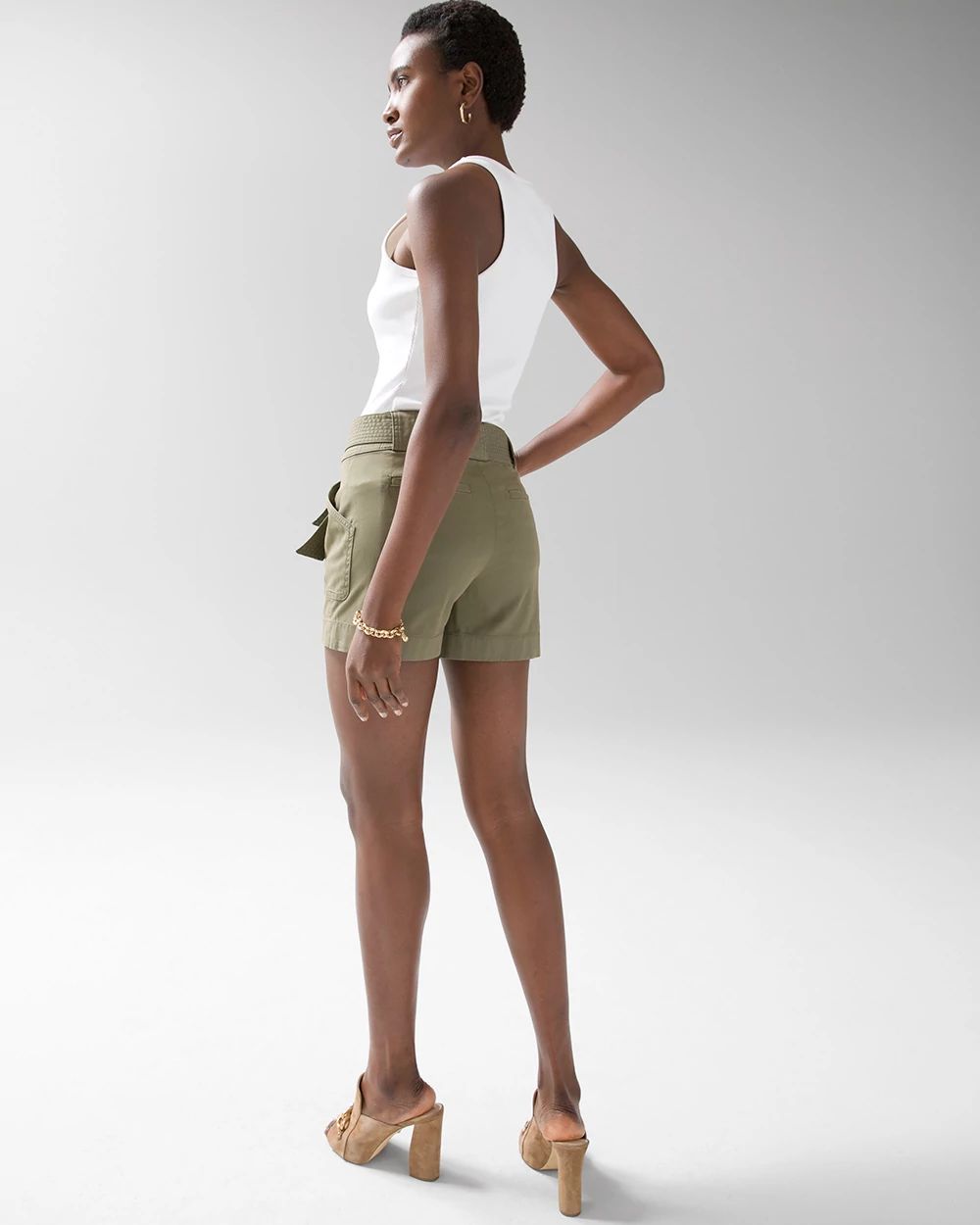 High-Rise Belted Pret Utility 5-Inch Shorts