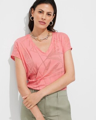 Outlet WHBM Short Sleeve Burnout V-Neck Tee