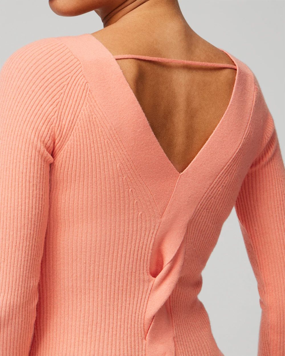 Long Sleeve Ribbed Twist Back Sweater click to view larger image.