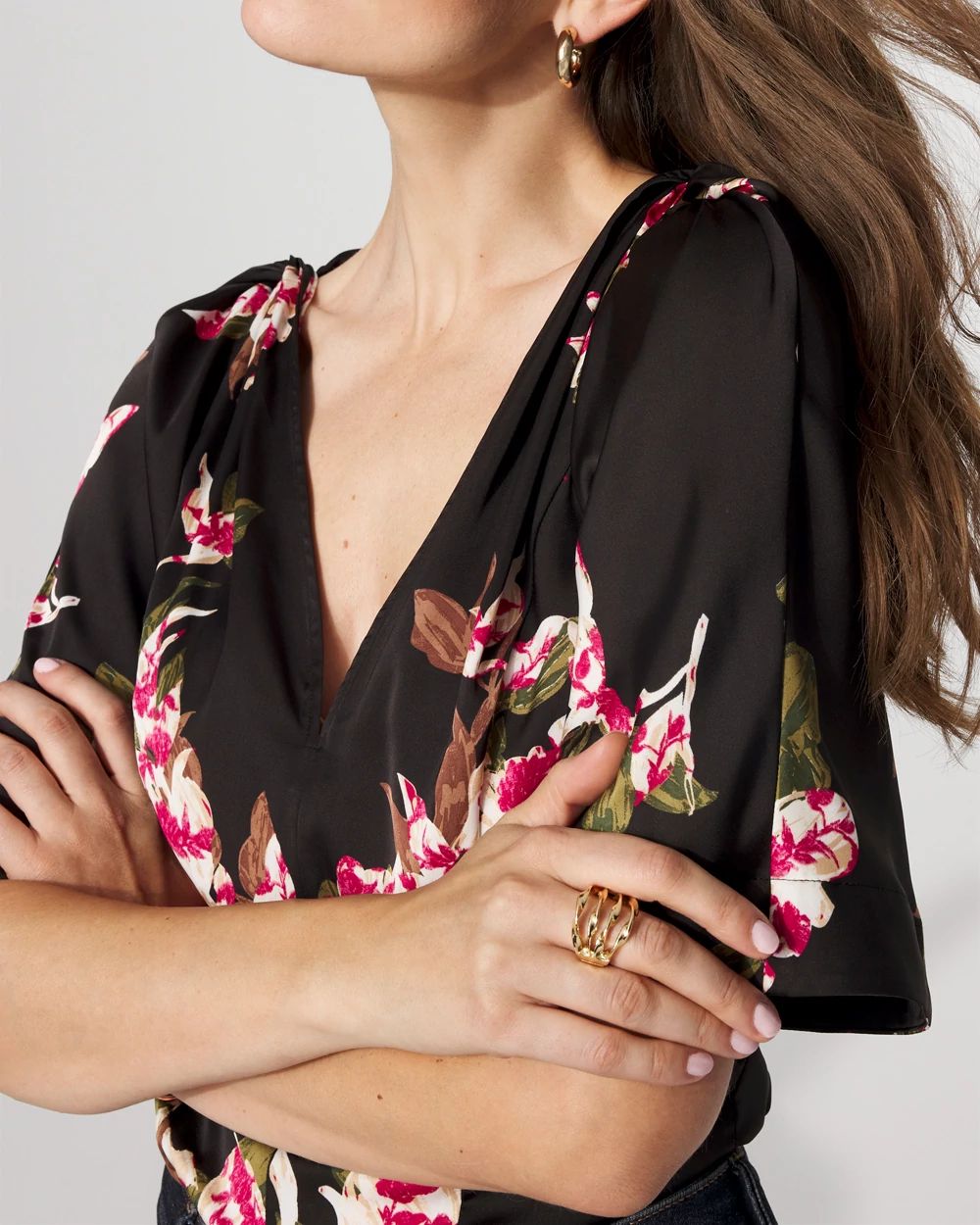 Satin Twist-Shoulder Top