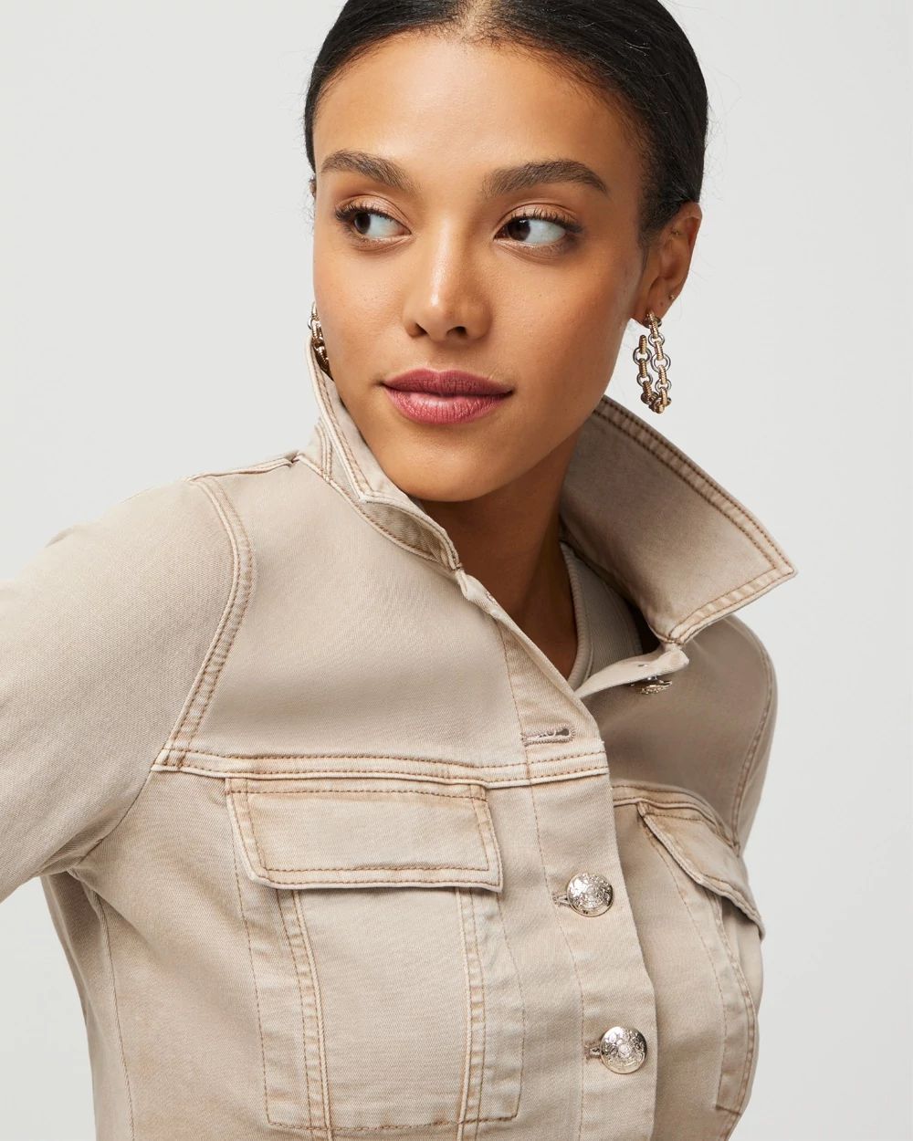 Petite Fit & Flair Denim Shacket