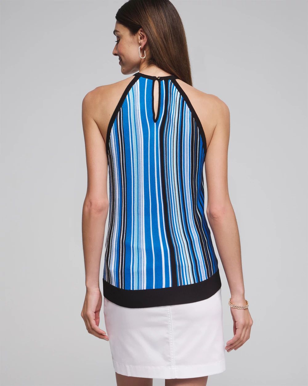 Outlet WHBM Sleeveless Striped Halter Top click to view larger image.